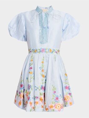 La Fuori Eva Azure Embellished Mini Dress NWT  Size S SOLD OUT Rare Luxury Piece